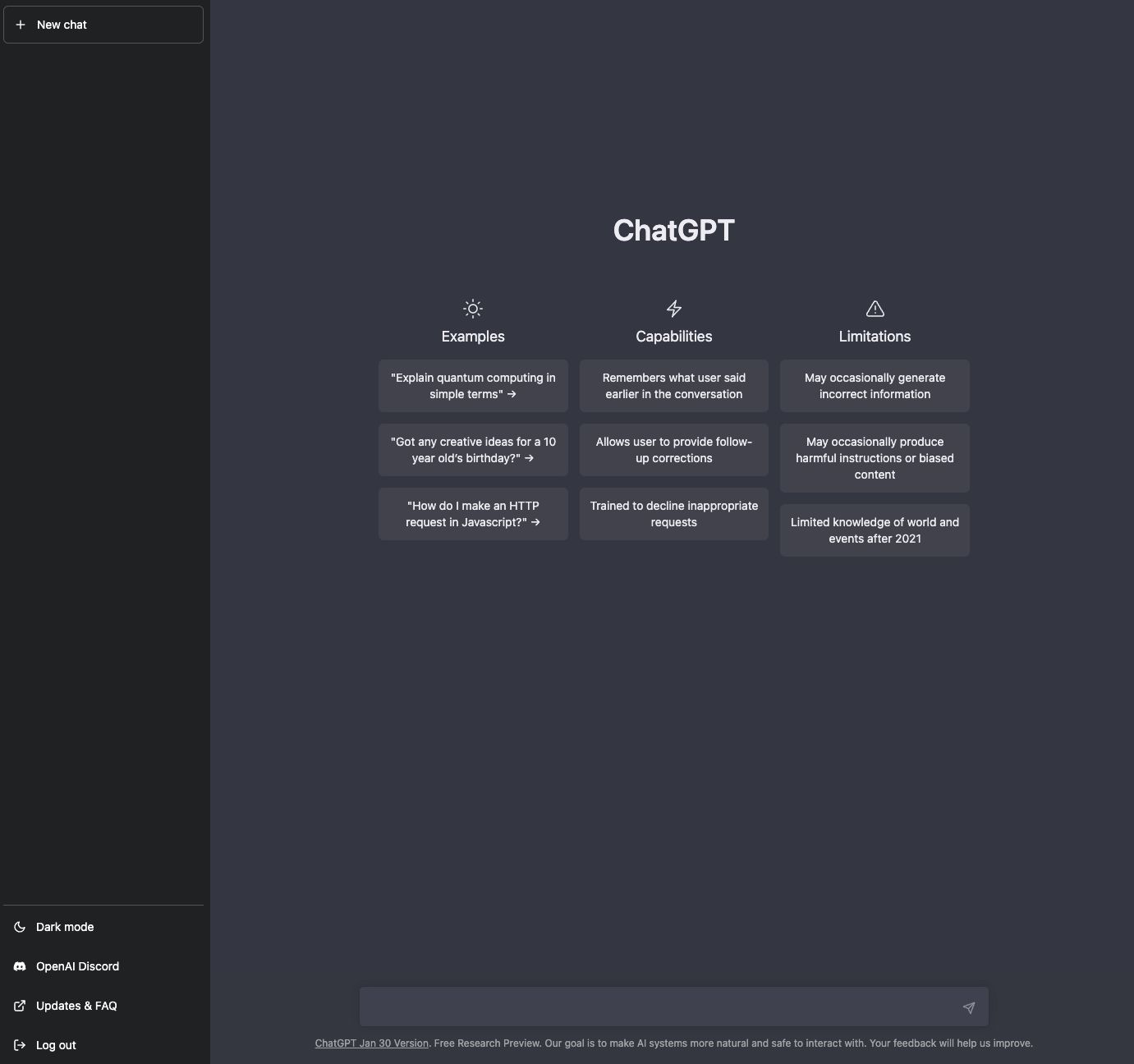 CHatGPT main window