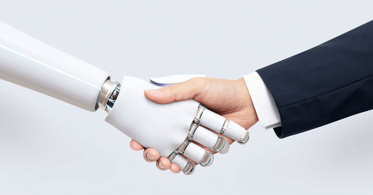 human and robot handshake