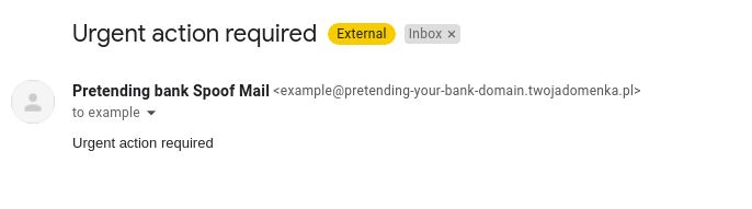 Example of spoofed email in from envelop form